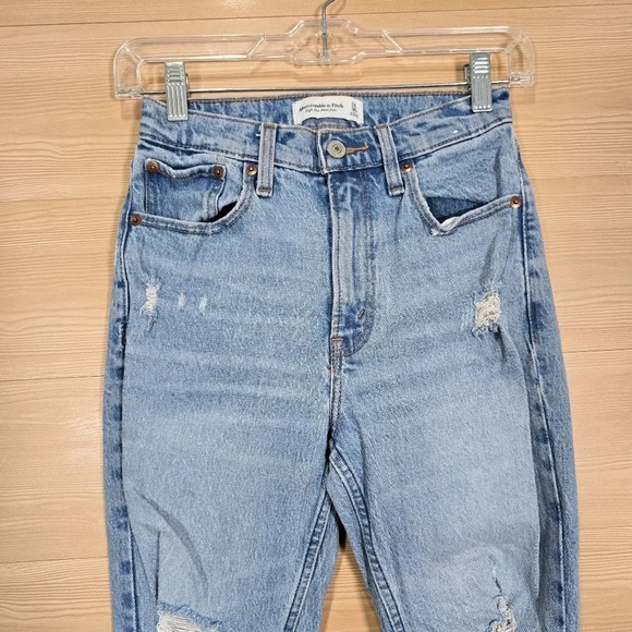 Abercrombie & Fitch Jeans Women 24/00R High Rise Mom‎ Stretch Denim Destroyed - Picture 8 of 14